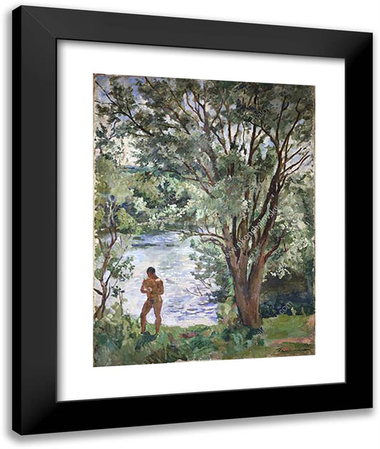 Volodya by the River 20x24 Black Modern Wood Framed Art Print Poster by Konchalovsky, Piotr