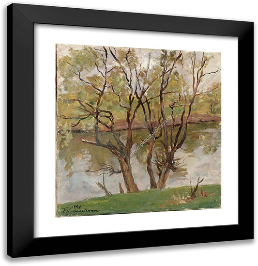 Willows on the River Protva 20x21 Black Modern Wood Framed Art Print Poster by Konchalovsky, Piotr