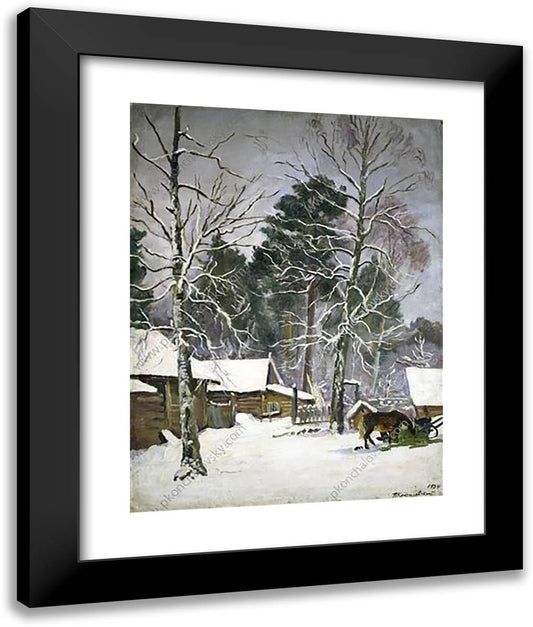 Yard with a Horse 20x24 Black Modern Wood Framed Art Print Poster by Konchalovsky, Piotr