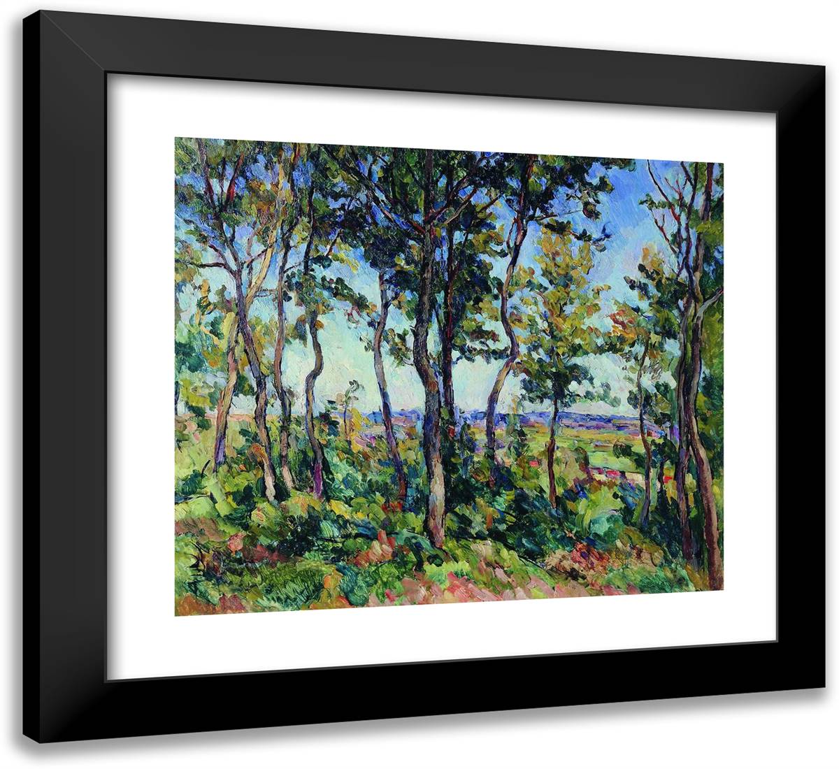 Young Oaks 22x20 Black Modern Wood Framed Art Print Poster by Konchalovsky, Piotr