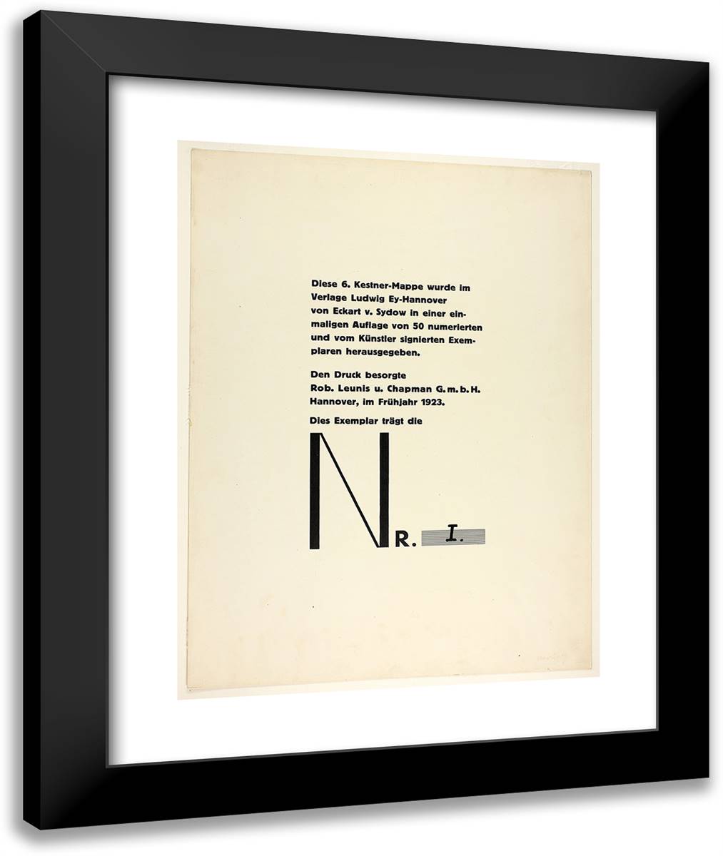 Colophon, from Konstruktionen Kestnermappe 6 (Constructions Kestner Portfolio 6) 20x24 Black Modern Wood Framed Art Print Poster by Moholy Nagy, Laszlo