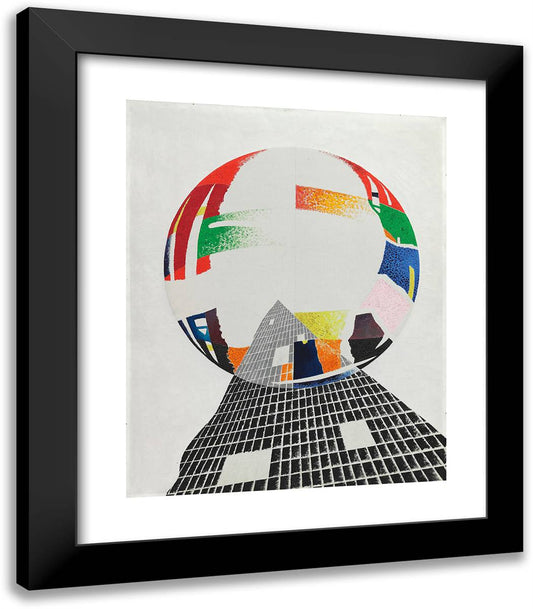 Nuclear I, Ch 20x23 Black Modern Wood Framed Art Print Poster by Moholy Nagy, Laszlo