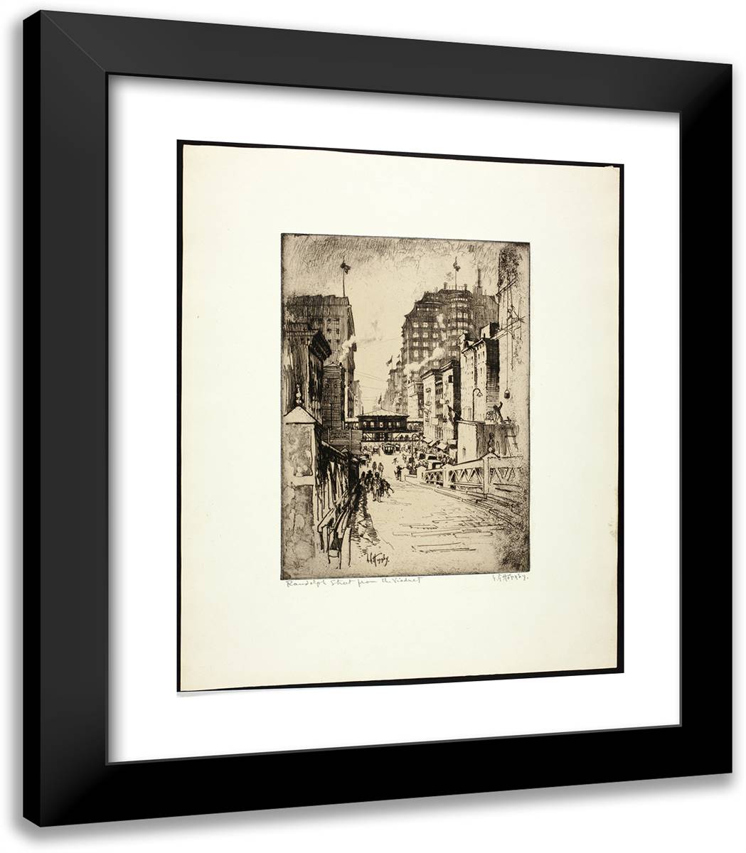 Randolph Street from the VIaduct 20x23 Black Modern Wood Framed Art Print Poster by Hornby, Lester