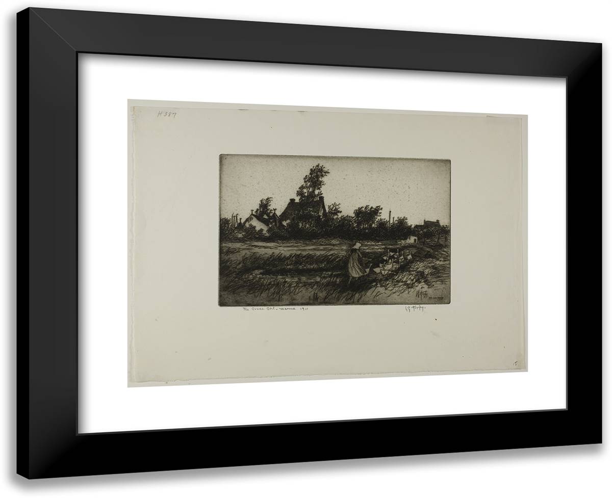 The Goose Girl - Marne 24x19 Black Modern Wood Framed Art Print Poster by Hornby, Lester