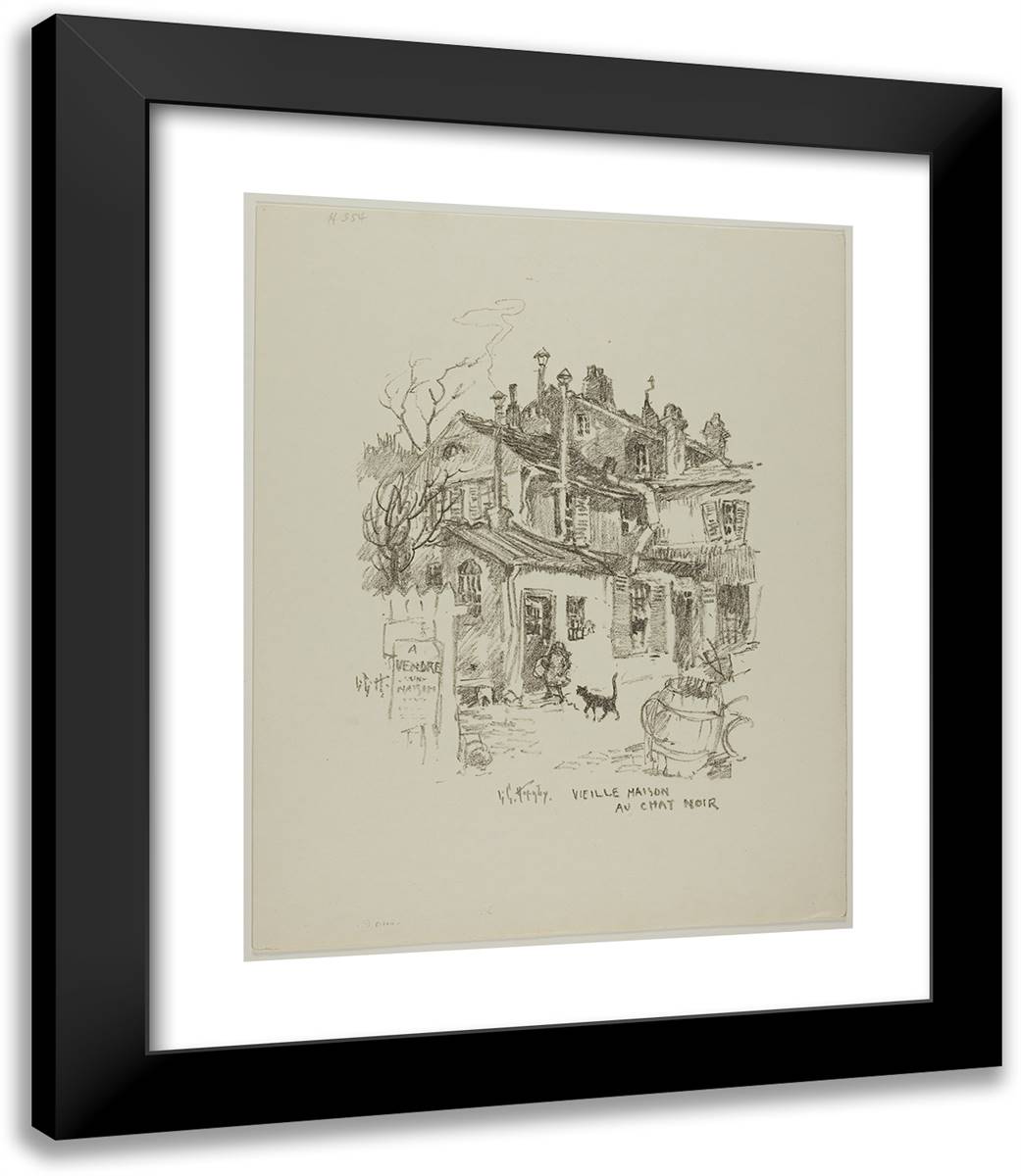 Vieille Maison Au Chat Noir 20x23 Black Modern Wood Framed Art Print Poster by Hornby, Lester
