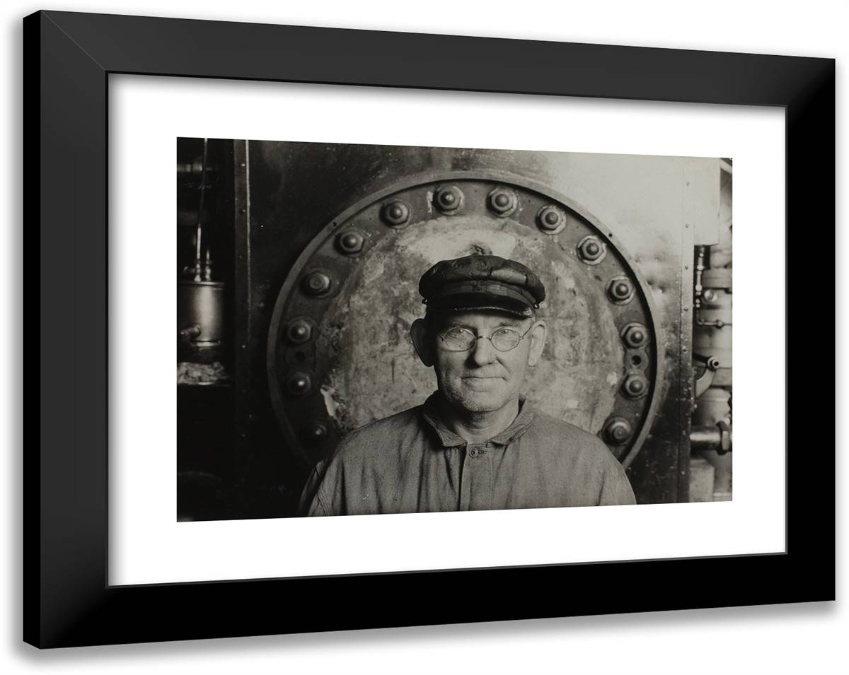 Boss in Power House 24x19 Black Modern Wood Framed Art Print Poster by Hine, Lewis Wickes