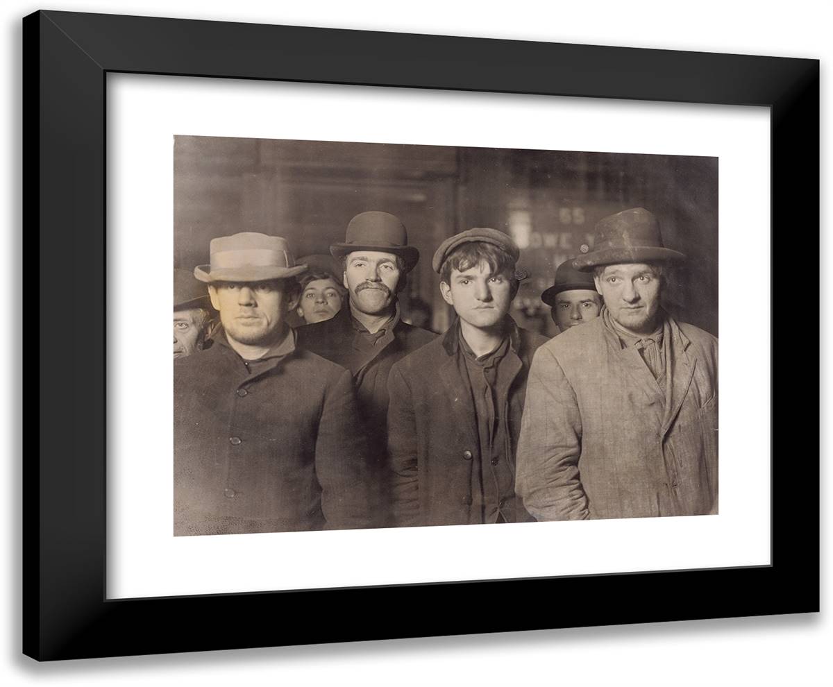 Bowery Bread Line 24x20 Black Modern Wood Framed Art Print Poster by Hine, Lewis Wickes