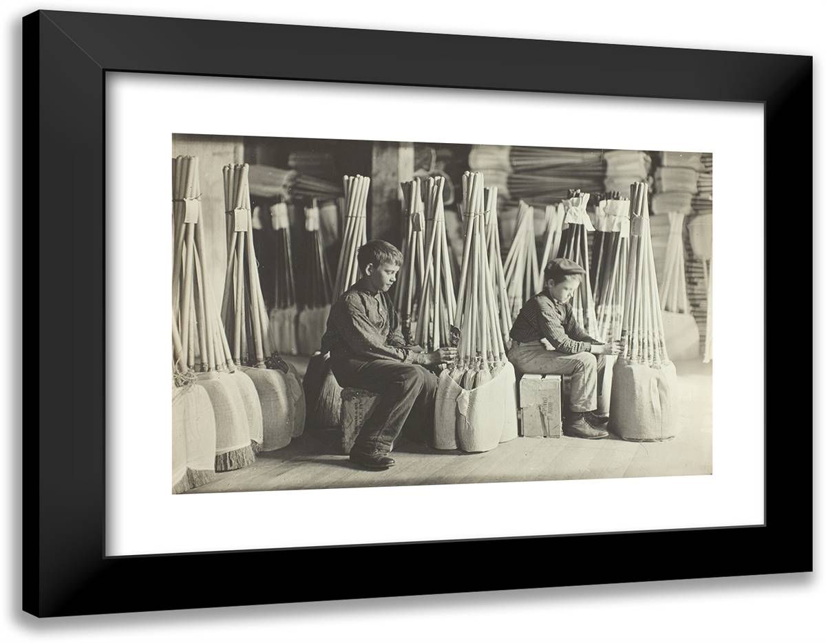 Boys in Packing Room, Brown Mfg. Company, Evansville, Ind. 24x19 Black Modern Wood Framed Art Print Poster by Hine, Lewis Wickes