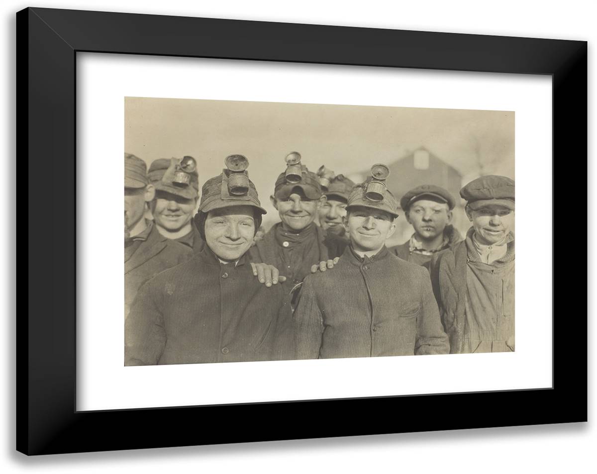 Breaker Boys in Pennsylvania Coal Mine 24x19 Black Modern Wood Framed Art Print Poster by Hine, Lewis Wickes