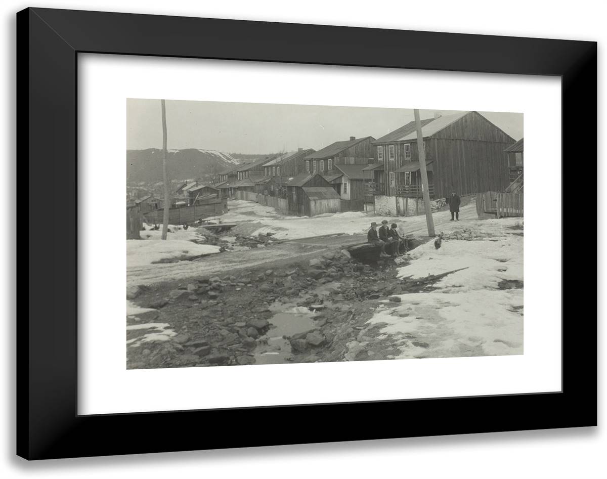Childhood Days in a Coal District, Pennsylvania 24x19 Black Modern Wood Framed Art Print Poster by Hine, Lewis Wickes
