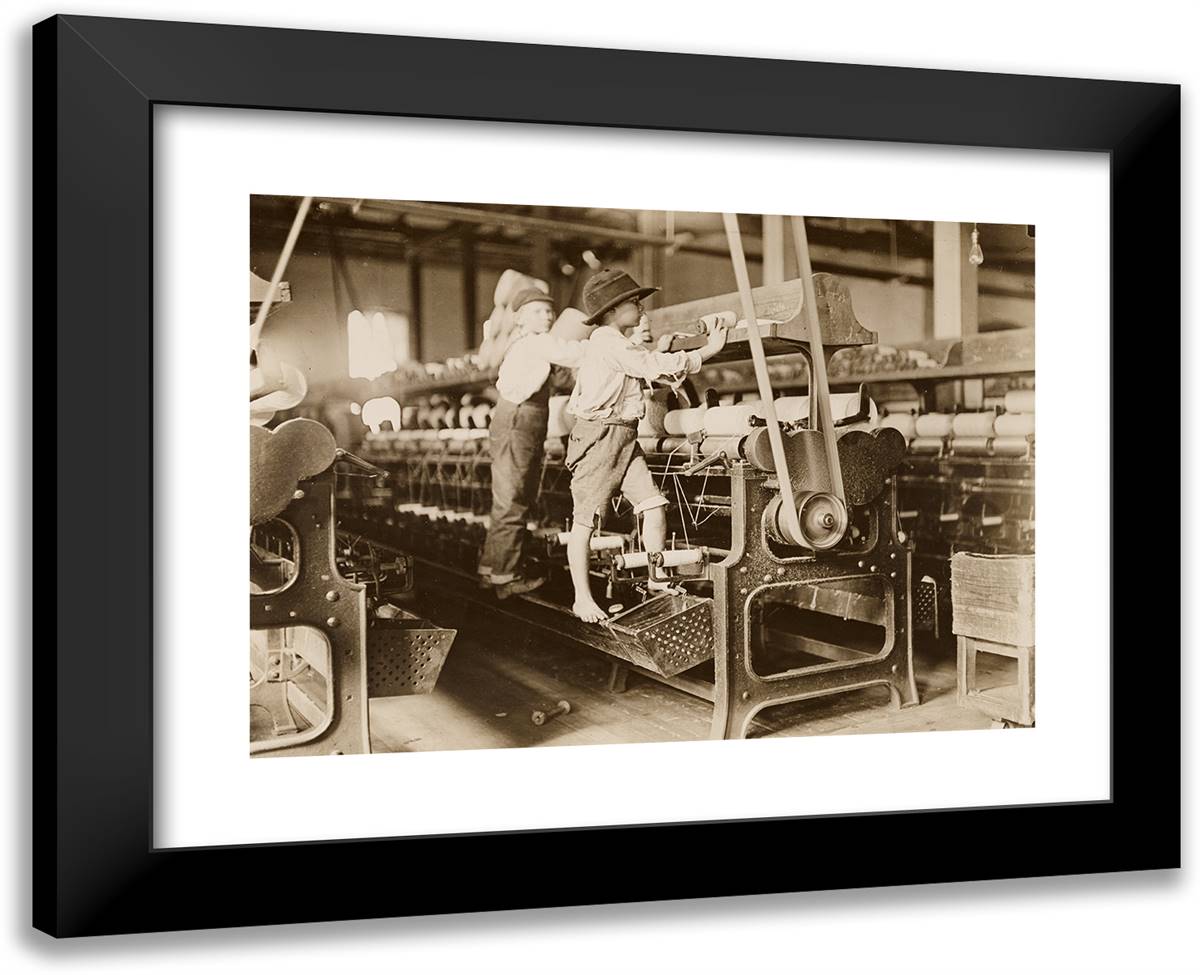 Doffer Boys, Macon, Georgia 24x19 Black Modern Wood Framed Art Print Poster by Hine, Lewis Wickes