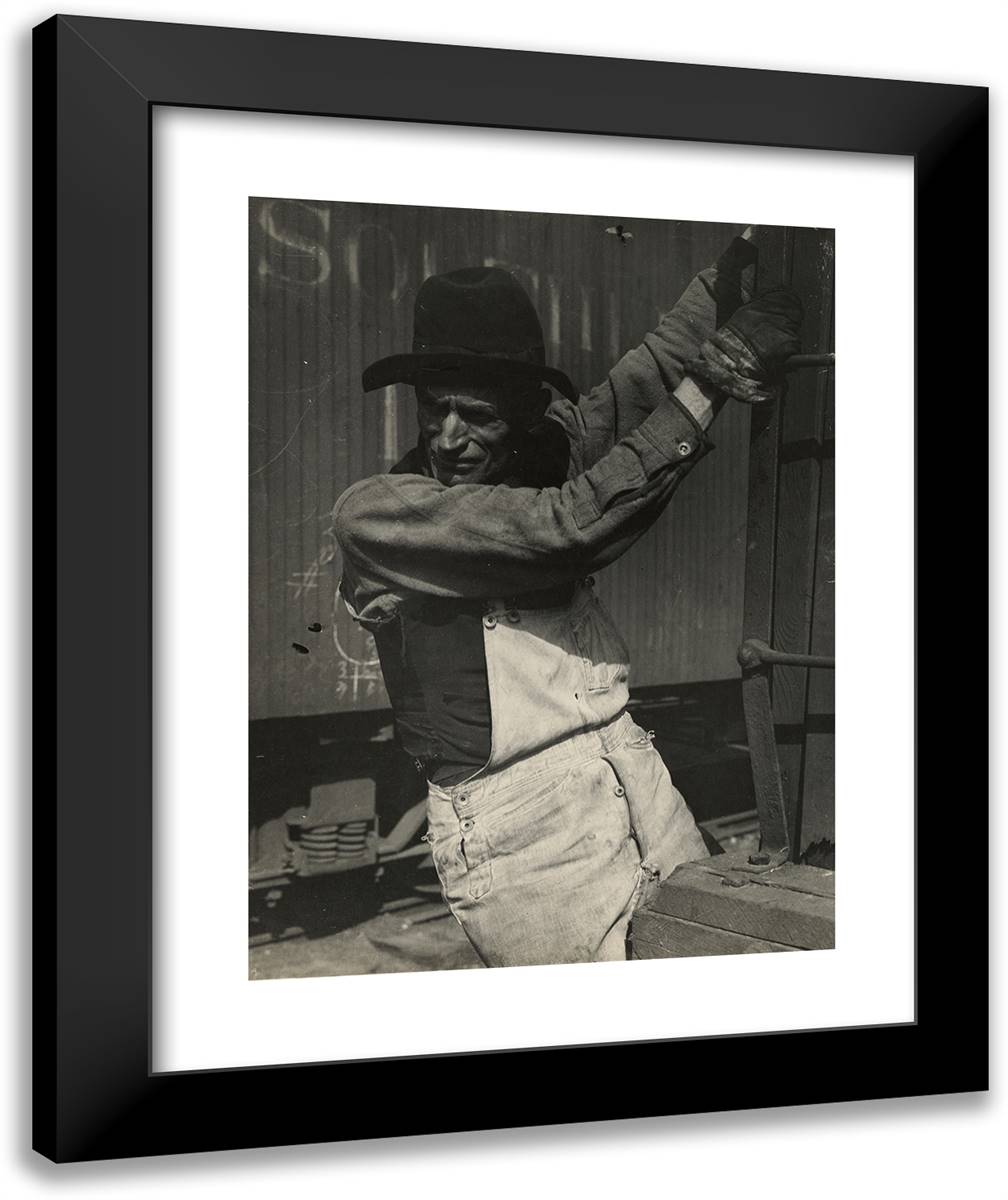 Freight Brakeman, New York Central Lines 20x24 Black Modern Wood Framed Art Print Poster by Hine, Lewis Wickes