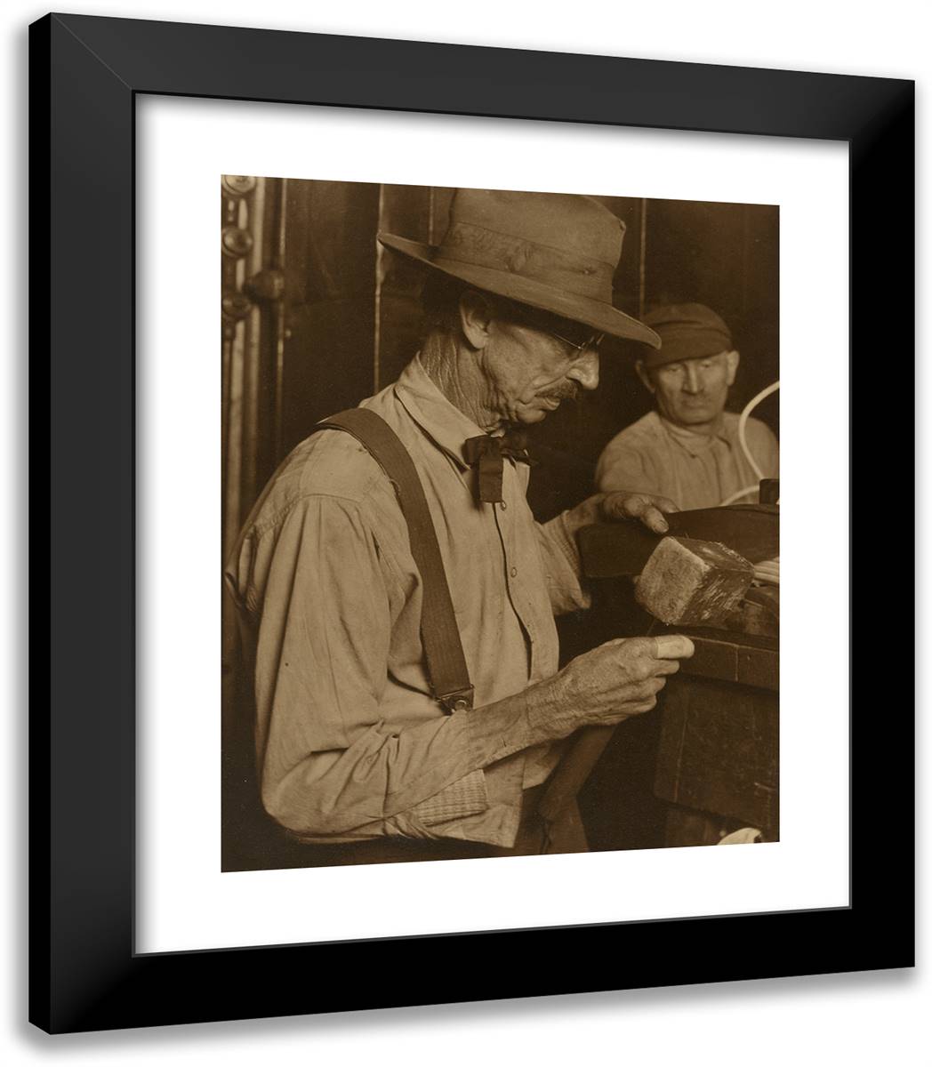 Furniture Factory Worker or Printer 20x23 Black Modern Wood Framed Art Print Poster by Hine, Lewis Wickes