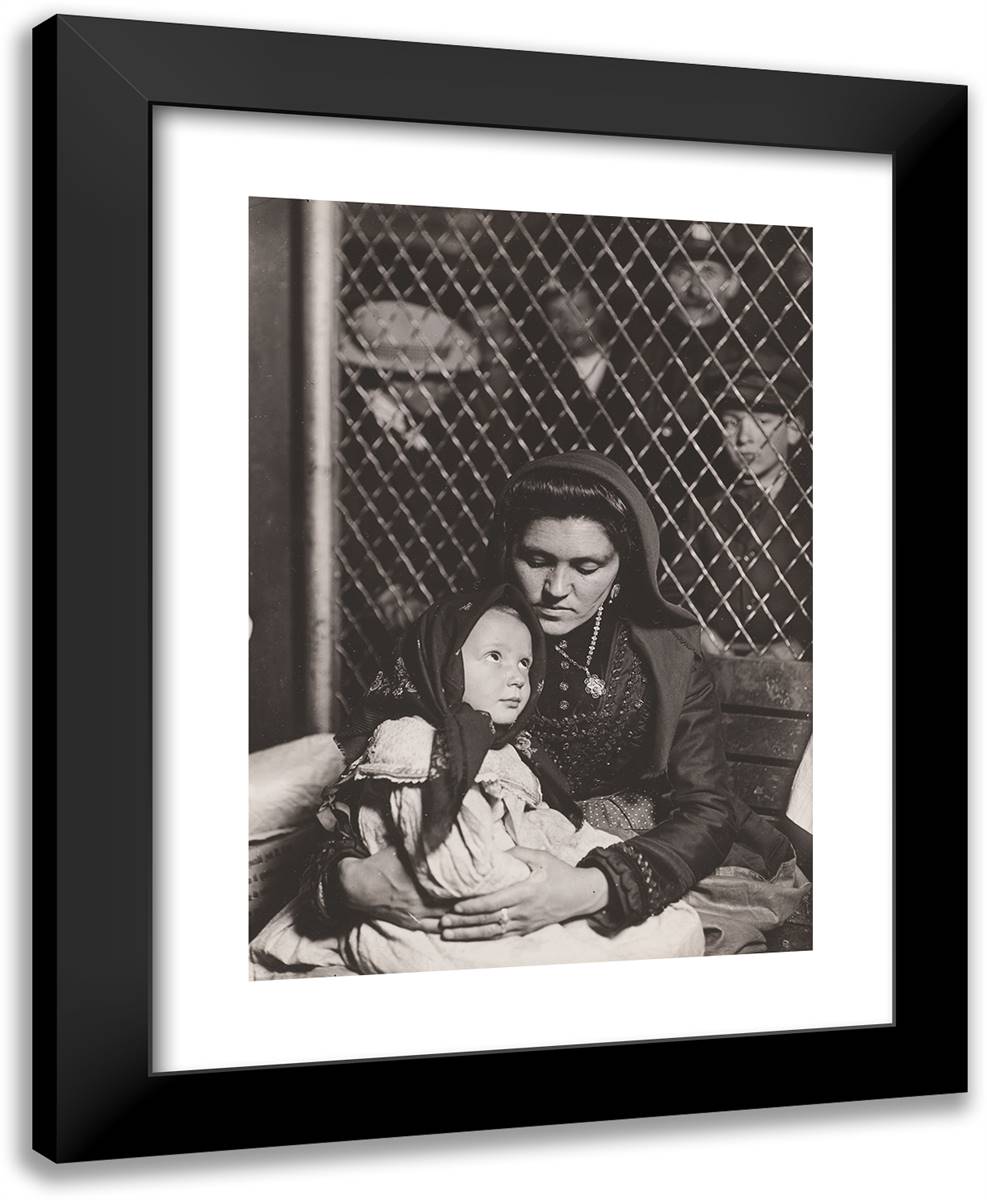 Immigrant Mother and Child 19x24 Black Modern Wood Framed Art Print Poster by Hine, Lewis Wickes