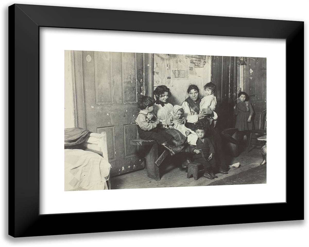 Italian Family, Chicago 24x19 Black Modern Wood Framed Art Print Poster by Hine, Lewis Wickes
