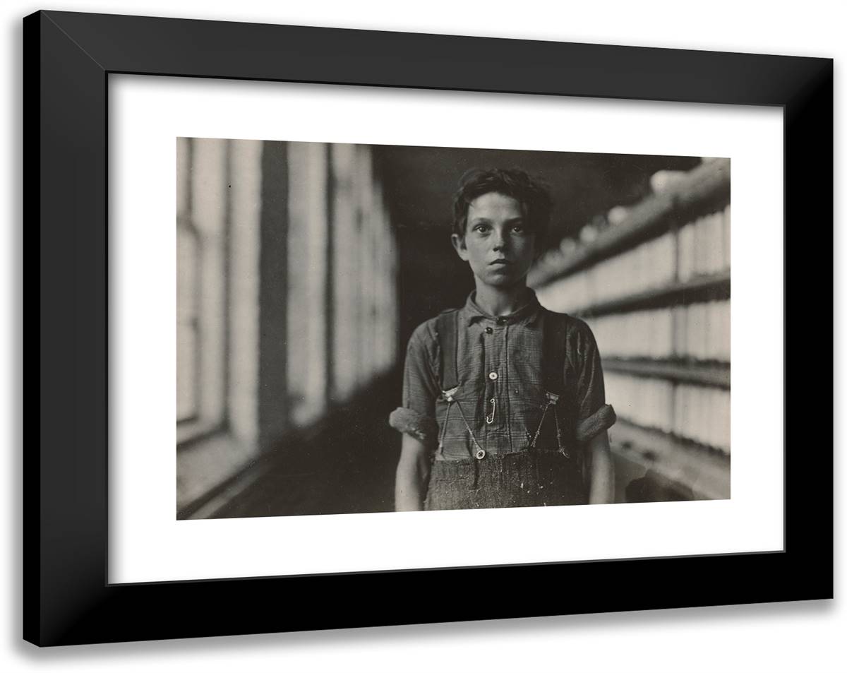 Jo Bodeon, a ´Back-Roper´ in Mule Room. Chase Cotton Mill, B 24x19 Black Modern Wood Framed Art Print Poster by Hine, Lewis Wickes