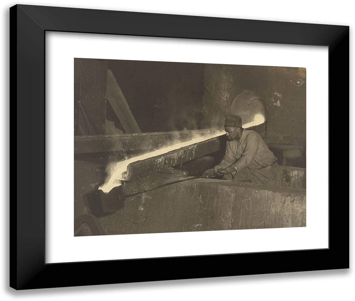 Moulder's Helper, Baldwin Locomotive Plant 24x20 Black Modern Wood Framed Art Print Poster by Hine, Lewis Wickes