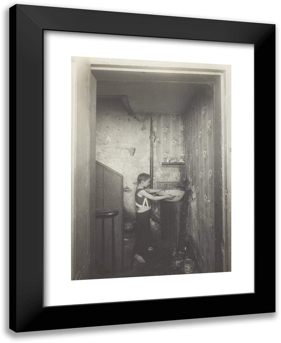 One Spigot to a Floor. Old-Time Tenement in New York 19x24 Black Modern Wood Framed Art Print Poster by Hine, Lewis Wickes