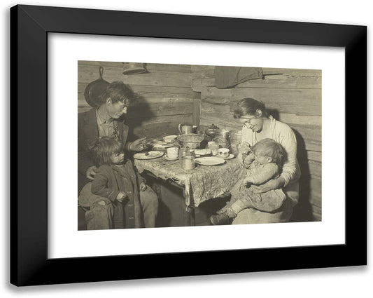 Poor Rural Family Living in a Smoke-House, Oklahoma, in Care of Red Cross 24x19 Black Modern Wood Framed Art Print Poster by Hine, Lewis Wickes