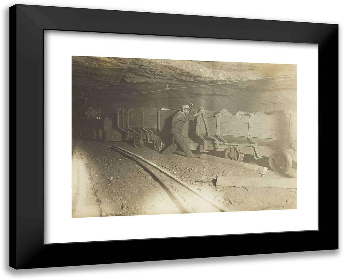 Untitled (Coal Cars in Mine) 24x20 Black Modern Wood Framed Art Print Poster by Hine, Lewis Wickes