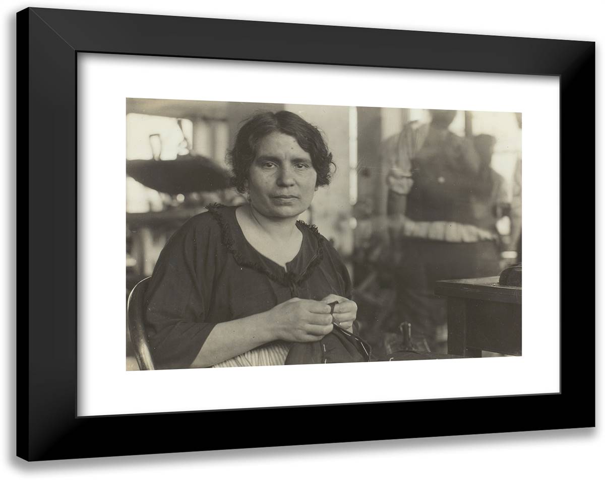 Woman Garment Worker 24x19 Black Modern Wood Framed Art Print Poster by Hine, Lewis Wickes