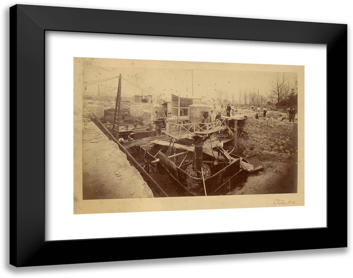 Sinking Pier No.4 24x19 Black Modern Wood Framed Art Print Poster by Durandelle, Louis