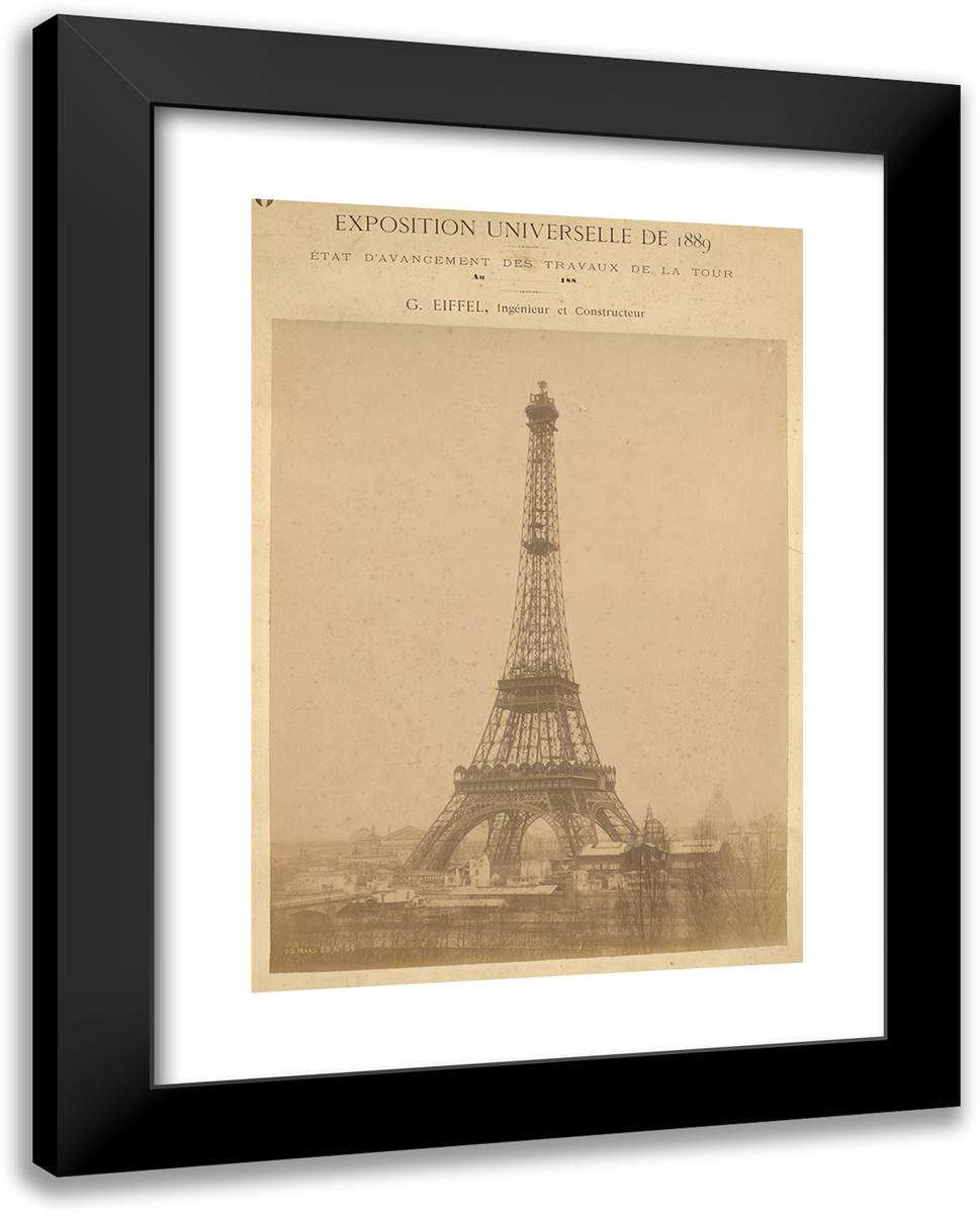 The Eiffel Tower II 19x24 Black Modern Wood Framed Art Print Poster by Durandelle, Louis