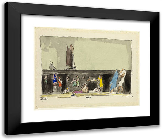 Bathers 23x20 Black Modern Wood Framed Art Print Poster by Feininger, Lyonel