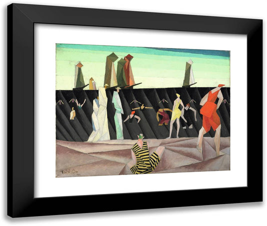 Bathers on the Beach I 1912 24x20 Black Modern Wood Framed Art Print Poster by Feininger, Lyonel
