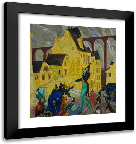 Carnival in Arcueil 20x21 Black Modern Wood Framed Art Print Poster by Feininger, Lyonel