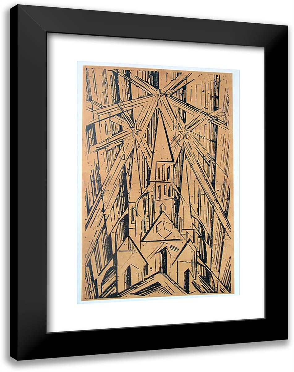 Cathedral of Socialism 18x24 Black Modern Wood Framed Art Print Poster by Feininger, Lyonel