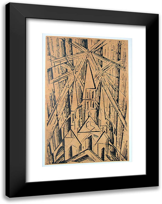 Cathedral of Socialism 18x24 Black Modern Wood Framed Art Print Poster by Feininger, Lyonel