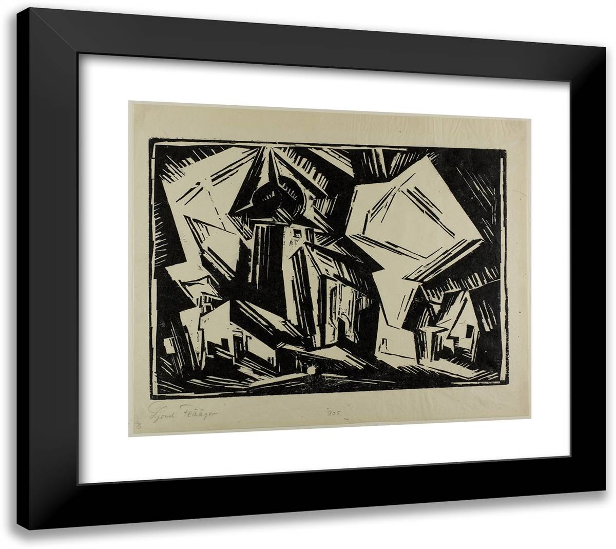 Daasdorf 22x20 Black Modern Wood Framed Art Print Poster by Feininger, Lyonel