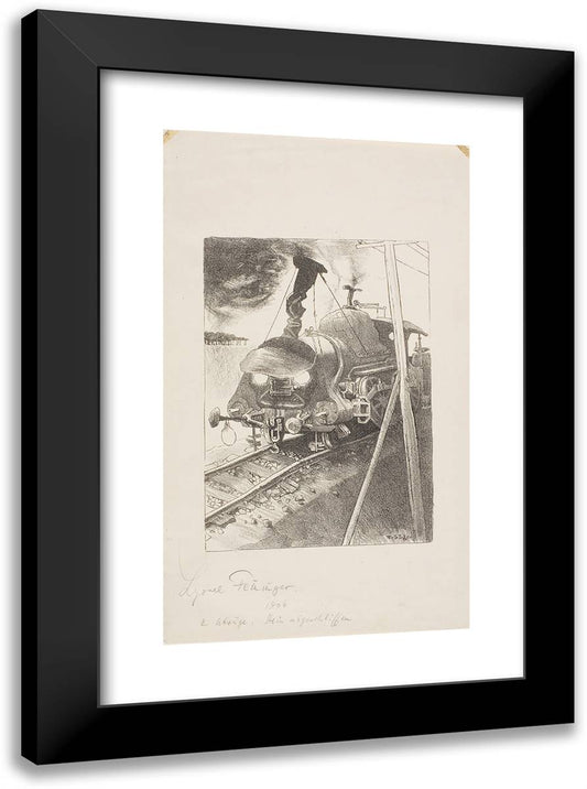 Decrepit Locomotive 17x24 Black Modern Wood Framed Art Print Poster by Feininger, Lyonel
