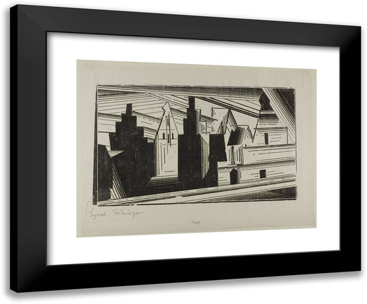 Gables in Luneburg 24x20 Black Modern Wood Framed Art Print Poster by Feininger, Lyonel
