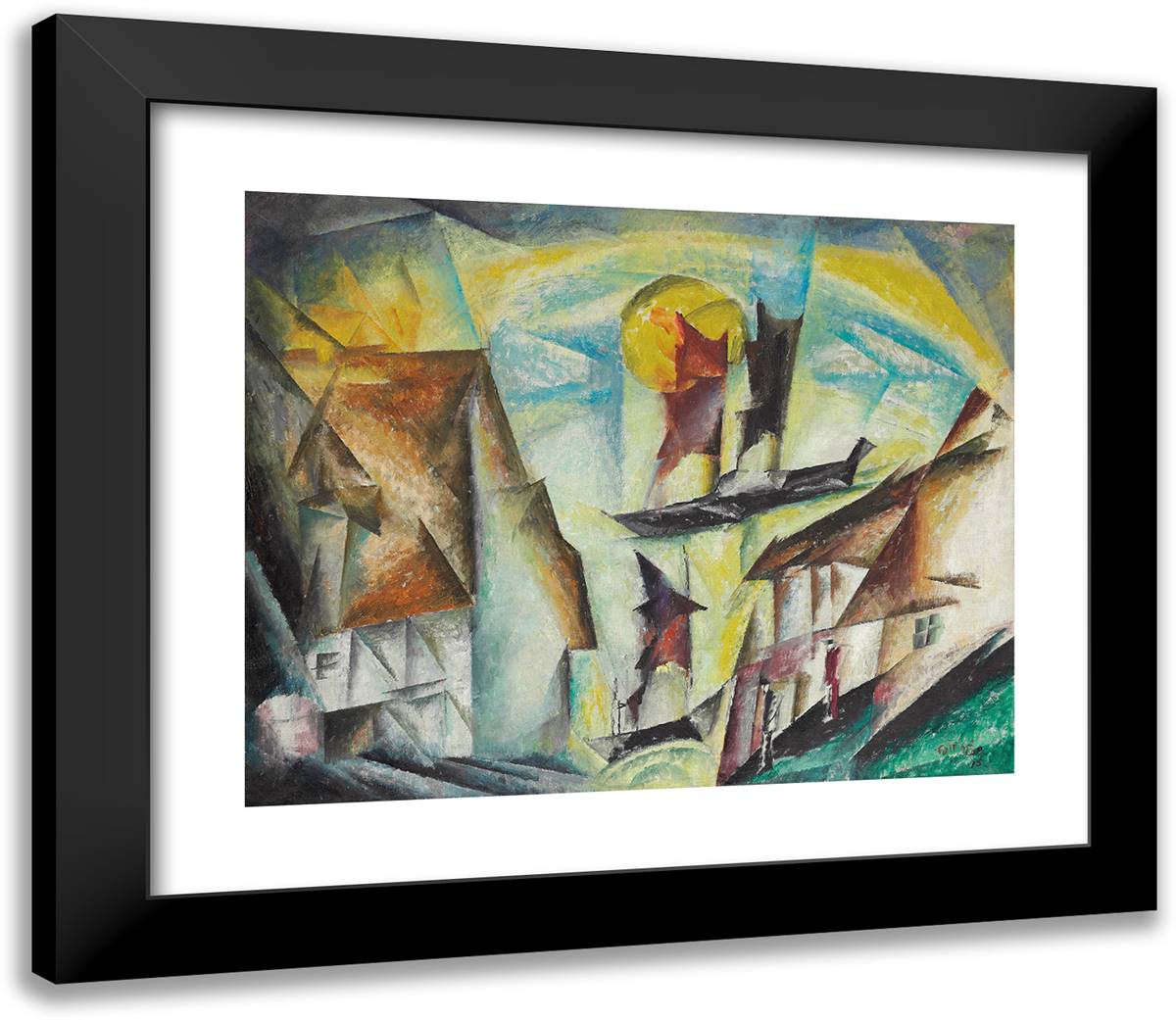 Harbor at Neppermin 23x20 Black Modern Wood Framed Art Print Poster by Feininger, Lyonel