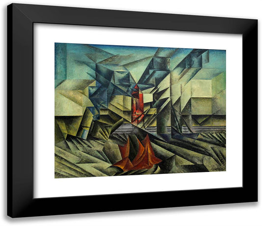 Harbor Mole  23x20 Black Modern Wood Framed Art Print Poster by Feininger, Lyonel