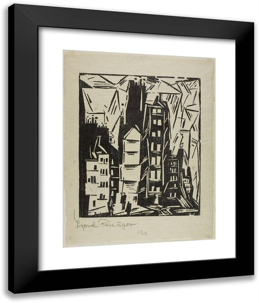 High Houses in Paris 20x24 Black Modern Wood Framed Art Print Poster by Feininger, Lyonel