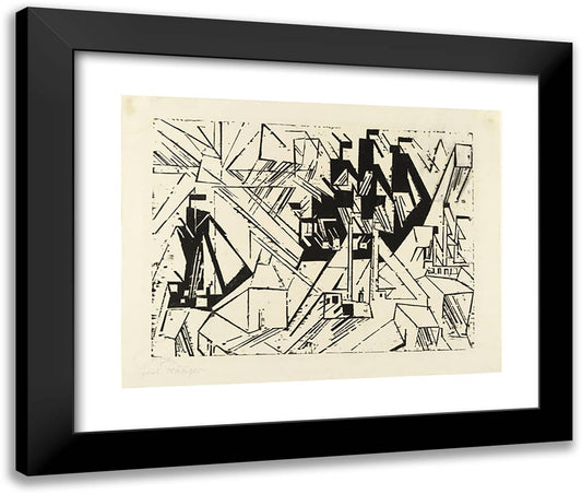 Marine from the First Portfolio (Die Erste Mappe) 24x20 Black Modern Wood Framed Art Print Poster by Feininger, Lyonel