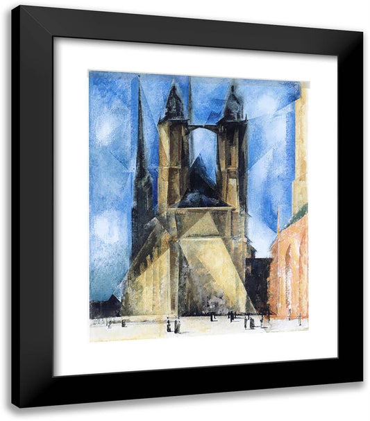 Market Church in Halle  20x23 Black Modern Wood Framed Art Print Poster by Feininger, Lyonel