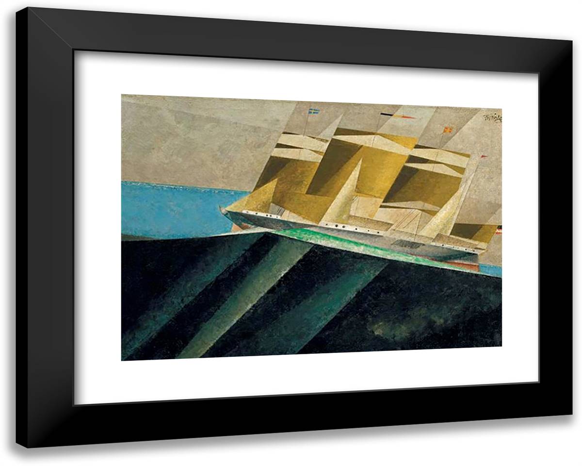 Mid-Ocean 24x19 Black Modern Wood Framed Art Print Poster by Feininger, Lyonel