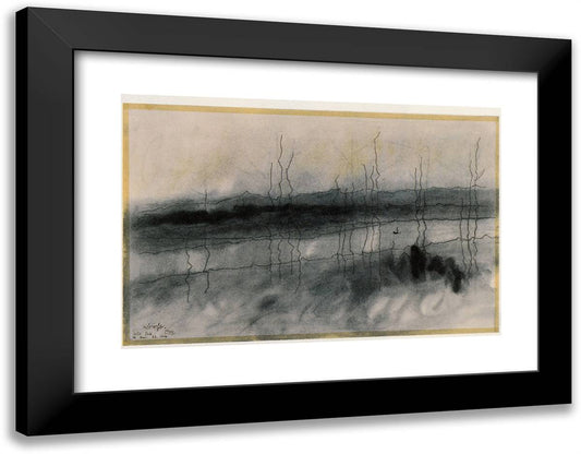Mystic River  24x19 Black Modern Wood Framed Art Print Poster by Feininger, Lyonel