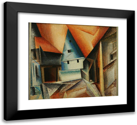 Oberweimar 22x20 Black Modern Wood Framed Art Print Poster by Feininger, Lyonel