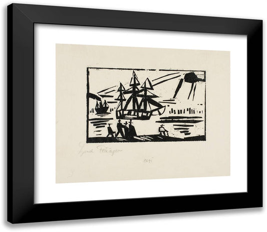 Ships Along the Shore 23x20 Black Modern Wood Framed Art Print Poster by Feininger, Lyonel