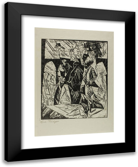 SpaziergaaNger 19x24 Black Modern Wood Framed Art Print Poster by Feininger, Lyonel