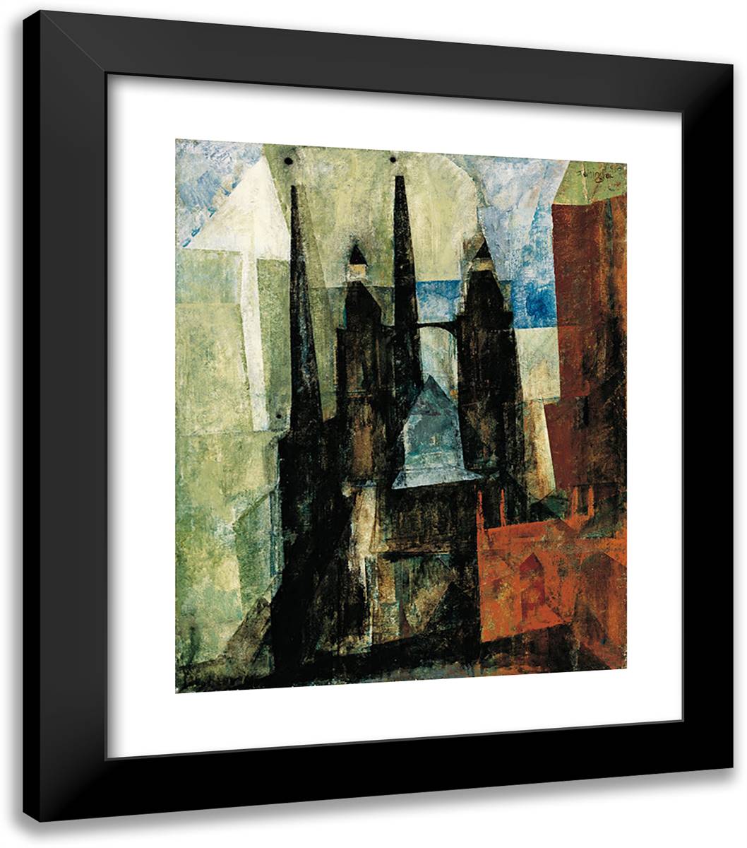 St. Mary's Church with the Arrow  20x23 Black Modern Wood Framed Art Print Poster by Feininger, Lyonel