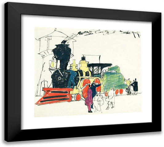 Steam Train  22x20 Black Modern Wood Framed Art Print Poster by Feininger, Lyonel