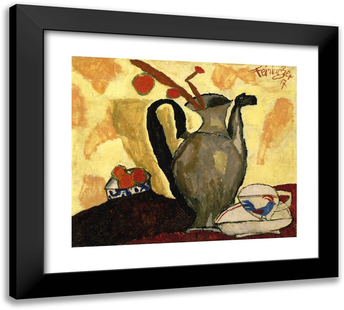 Still Life with Can 22x20 Black Modern Wood Framed Art Print Poster by Feininger, Lyonel