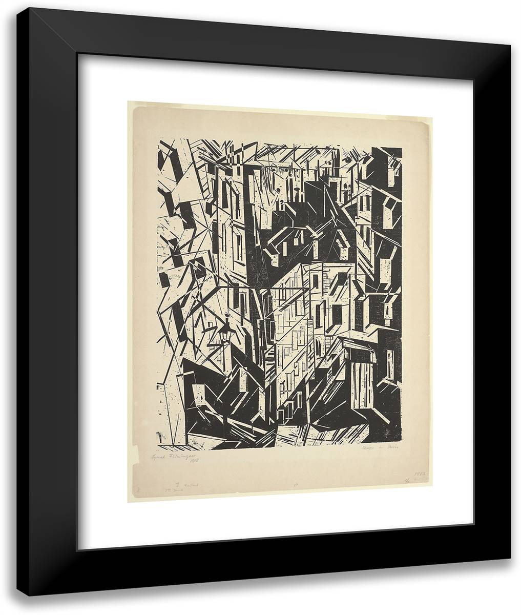 Street in Paris (#1883) 20x24 Black Modern Wood Framed Art Print Poster by Feininger, Lyonel