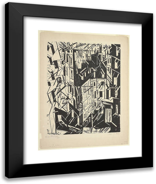 Street in Paris (#1883) 20x24 Black Modern Wood Framed Art Print Poster by Feininger, Lyonel